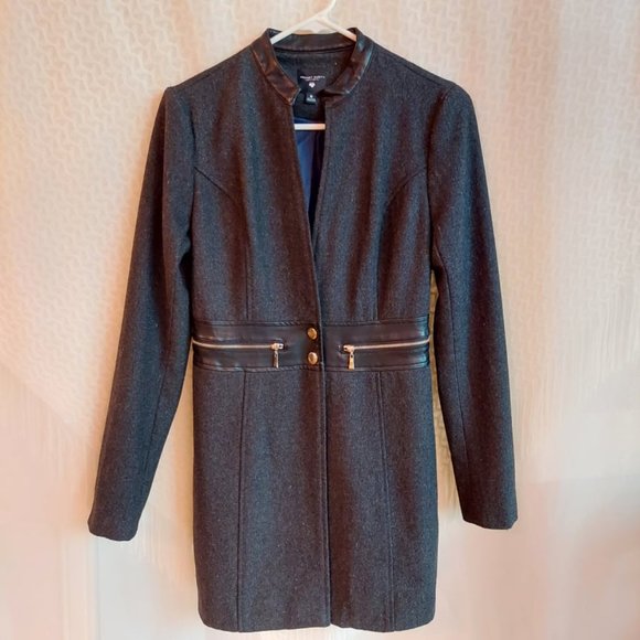 Dark Gray Wool-Blend Coat - Picture 8 of 14